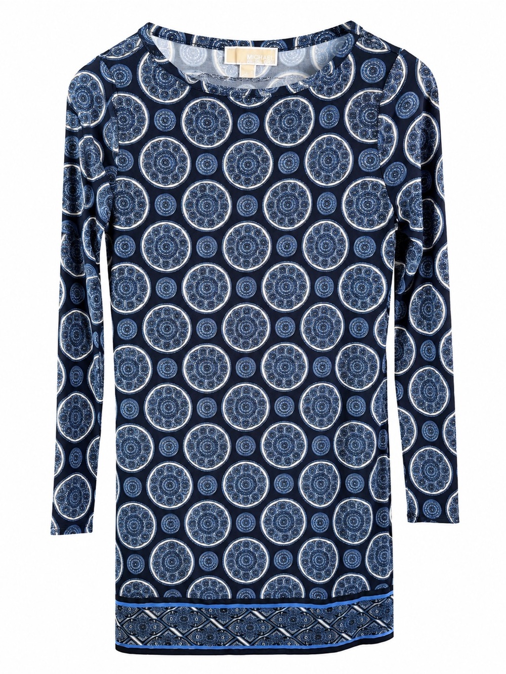 MICHAEL Michael Kors Blue & White Medallion Print Long Sleeve Dress Size XS NWOT